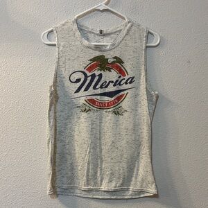 Merica. Women's Muscle Tee - Cream with Graphic